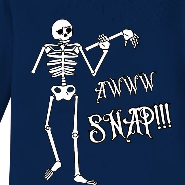 Broken Arm Awww Snap! Skeleton Broken Bone Baby Long Sleeve Bodysuit