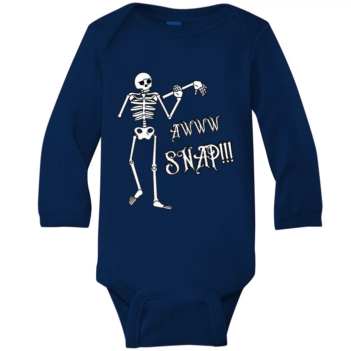 Broken Arm Awww Snap! Skeleton Broken Bone Baby Long Sleeve Bodysuit