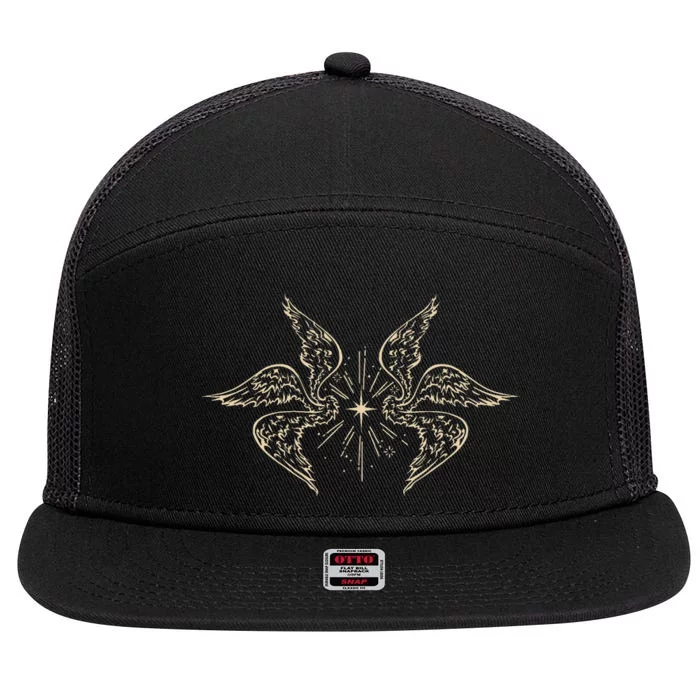 Biblically Accurate Archangel Wings Star Emo Alt Goth 7 Panel Mesh Trucker Snapback Hat