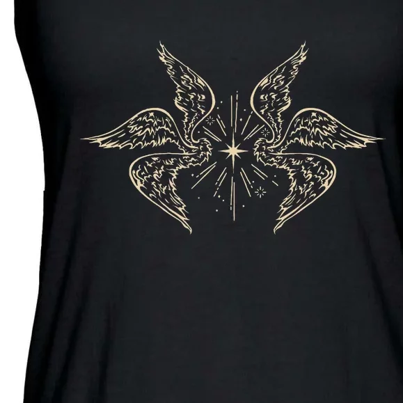 Biblically Accurate Archangel Wings Star Emo Alt Goth Ladies Essential Flowy Tank