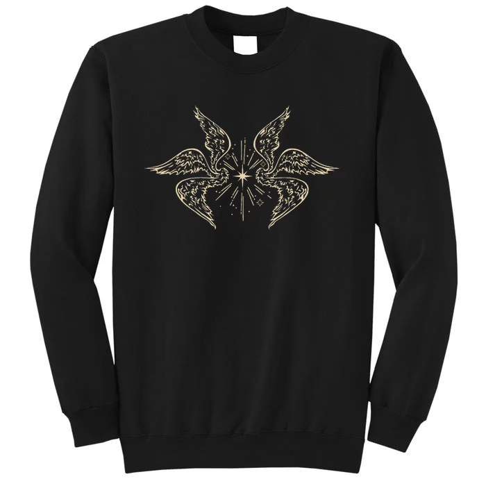 Biblically Accurate Archangel Wings Star Emo Alt Goth Tall Sweatshirt