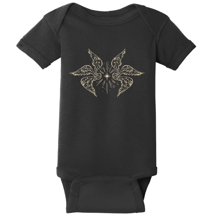 Biblically Accurate Archangel Wings Star Emo Alt Goth Baby Bodysuit