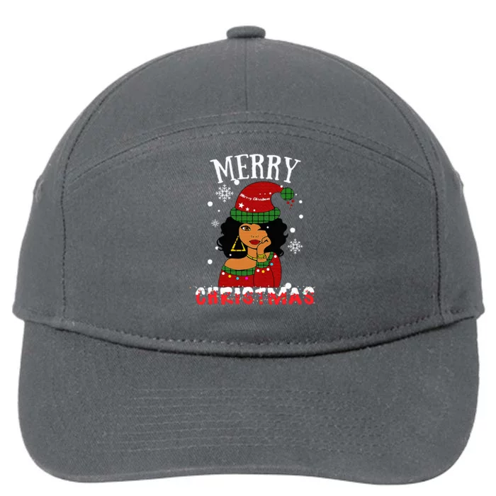 Black African American Merry Christmas Melanin Santa 7-Panel Snapback Hat