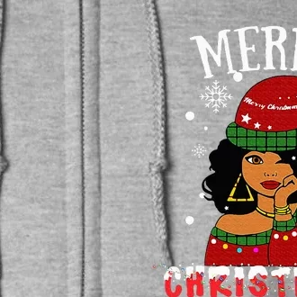 Black African American Merry Christmas Melanin Santa Full Zip Hoodie