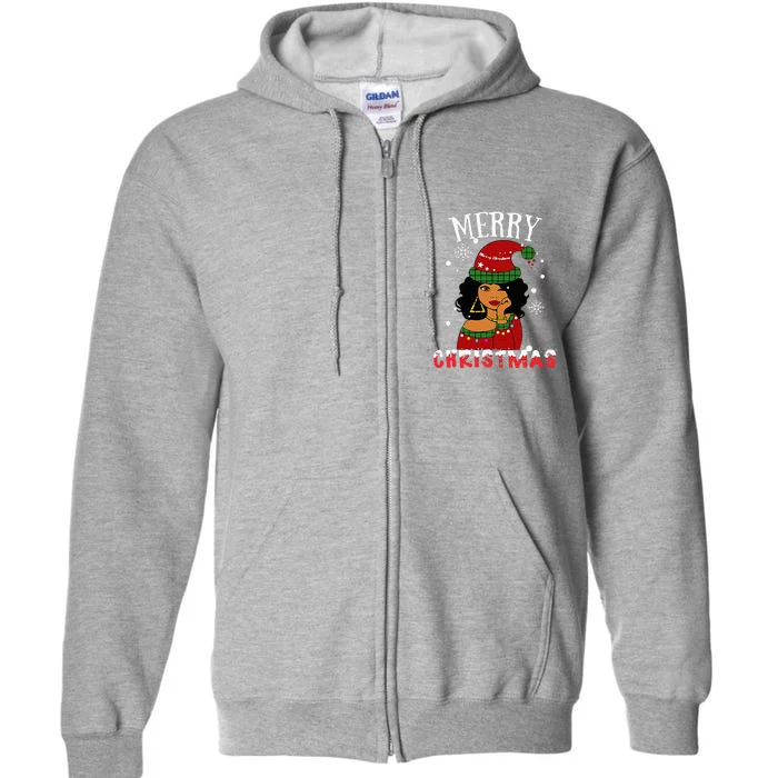 Black African American Merry Christmas Melanin Santa Full Zip Hoodie