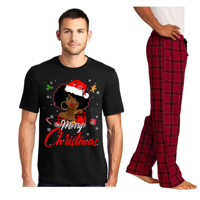 Black African American Melanin Christmas Santa Hat Xmas Great Gift Pajama Set