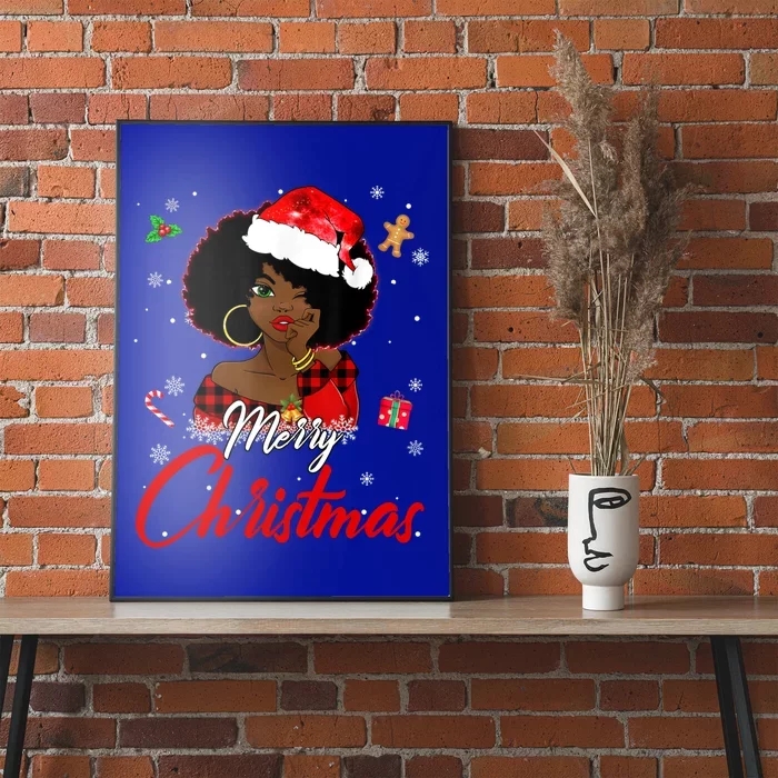 Black African American Melanin Christmas Santa Hat Xmas Great Gift Poster