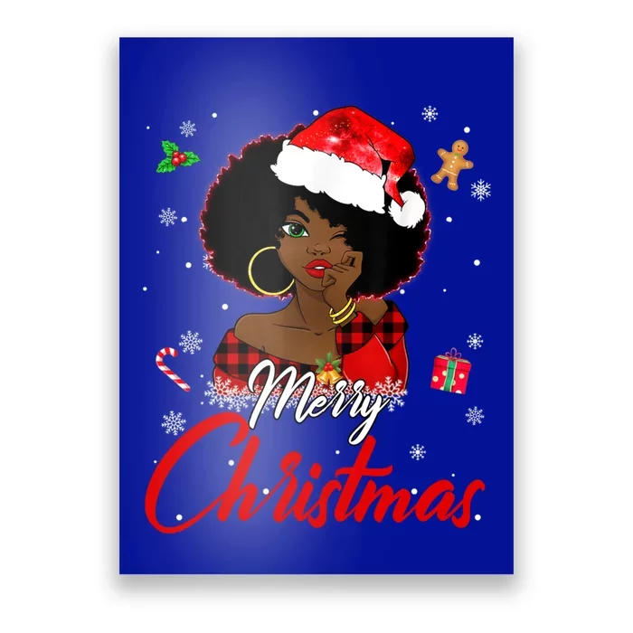 Black African American Melanin Christmas Santa Hat Xmas Great Gift Poster