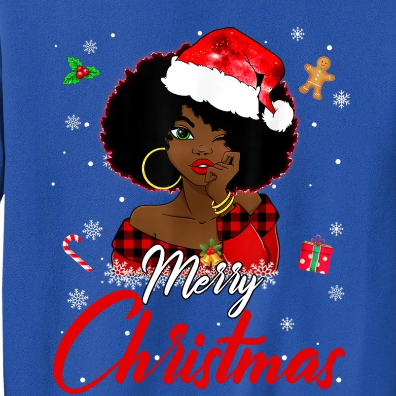 Black African American Melanin Christmas Santa Hat Xmas Great Gift Tall Sweatshirt