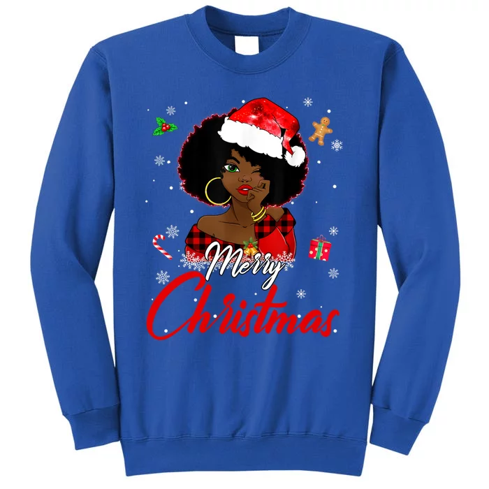 Black African American Melanin Christmas Santa Hat Xmas Great Gift Tall Sweatshirt