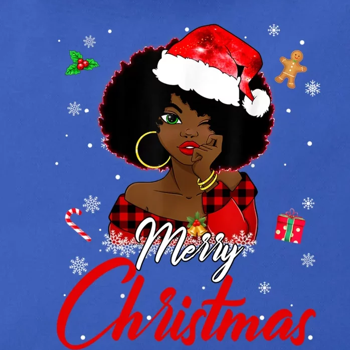 Black African American Melanin Christmas Santa Hat Xmas Great Gift Zip Tote Bag