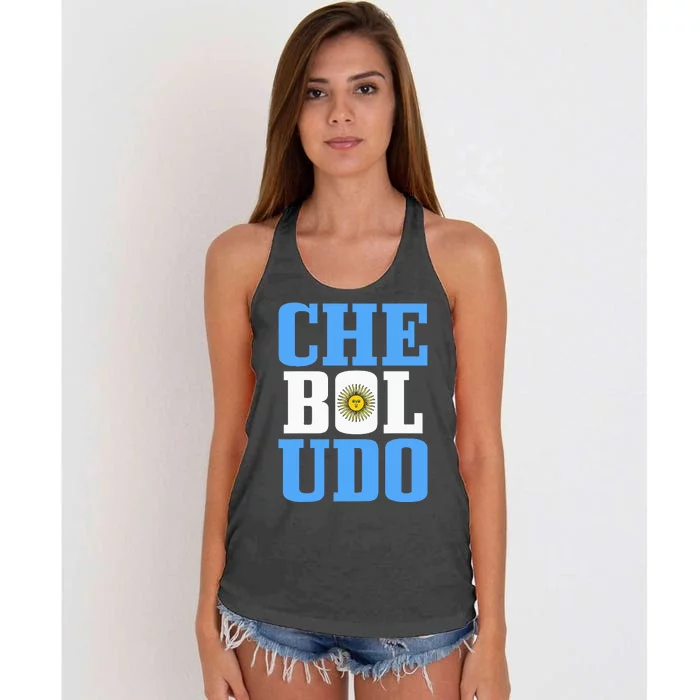 Boludo Argentina Argentinian Flag Pride Roots Women's Knotted Racerback Tank