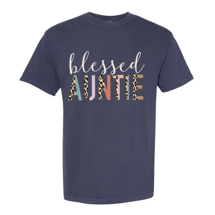 Blessed Auntie Aunt Cute Leopard Print Garment-Dyed Heavyweight T-Shirt