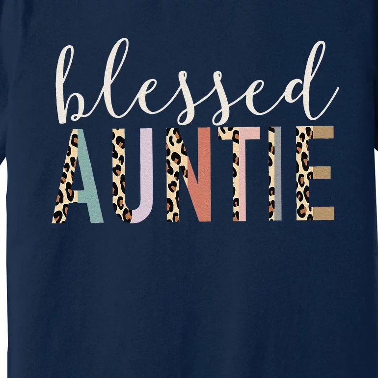 Blessed Auntie Aunt Cute Leopard Print Premium T-Shirt