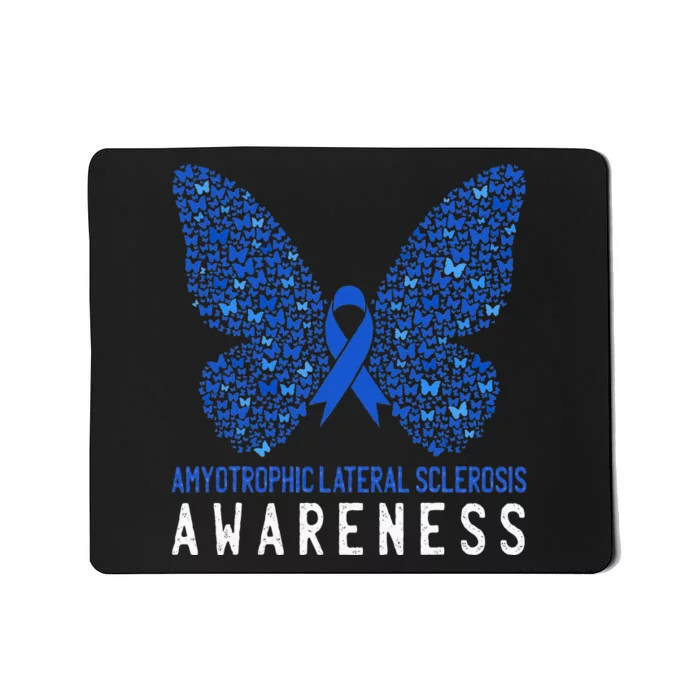 Butterfly ALS Awareness Month Blue Ribbon Support Squad Mousepad