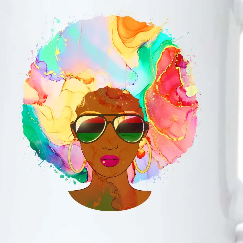 Beautiful African American Black Woman With Paint Swirl Afro Black Color Changing Mug