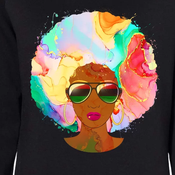 Beautiful African American Black Woman With Paint Swirl Afro Womens California Wash Sweatshirt