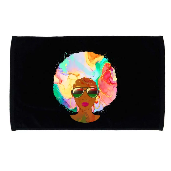 Beautiful African American Black Woman With Paint Swirl Afro Microfiber Hand Towel