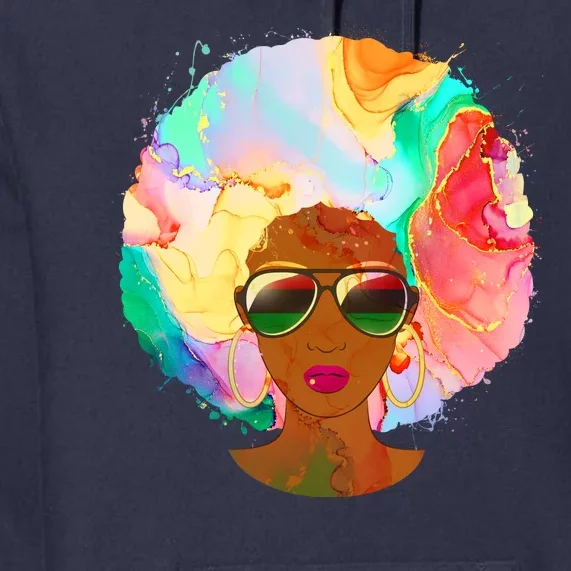 Beautiful African American Black Woman With Paint Swirl Afro Premium Hoodie