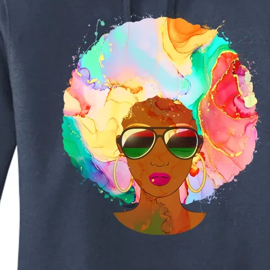 Beautiful African American Black Woman With Paint Swirl Afro Women's Pullover Hoodie