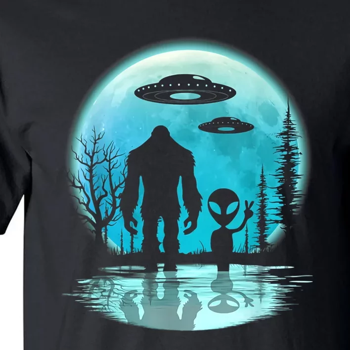 Bigfoot And Alien UFO Tall T-Shirt