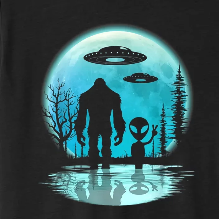 Bigfoot And Alien UFO ChromaSoft Performance T-Shirt