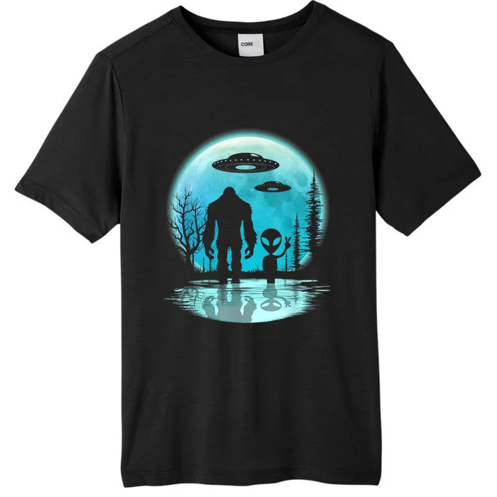 Bigfoot And Alien UFO ChromaSoft Performance T-Shirt