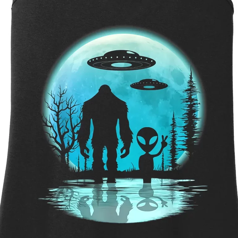 Bigfoot And Alien UFO Ladies Essential Tank