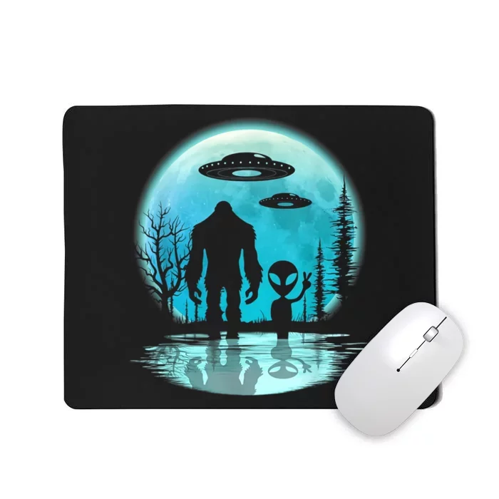 Bigfoot And Alien UFO Mousepad