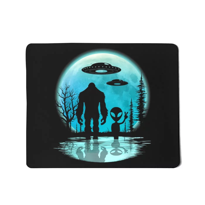 Bigfoot And Alien UFO Mousepad