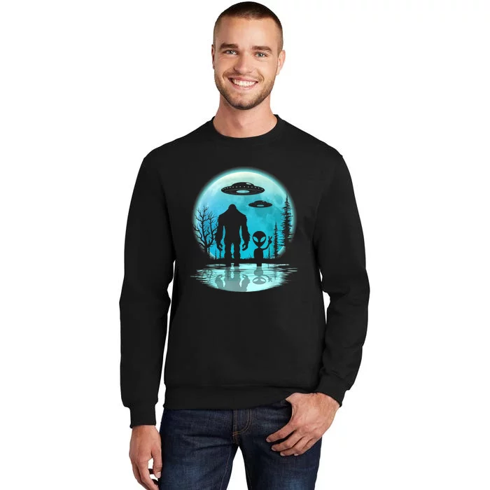 Bigfoot And Alien UFO Tall Sweatshirt