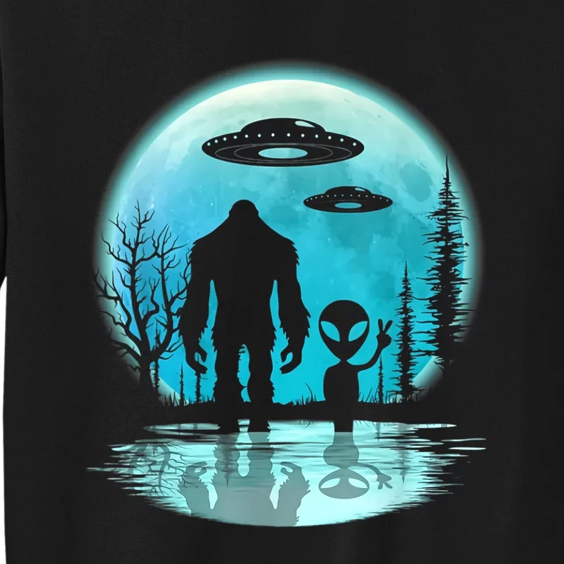 Bigfoot And Alien UFO Tall Sweatshirt