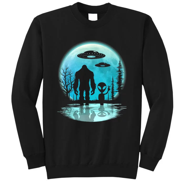 Bigfoot And Alien UFO Tall Sweatshirt