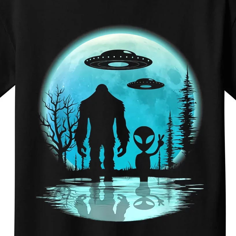 Bigfoot And Alien UFO Kids T-Shirt