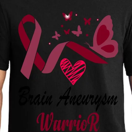 Brain Aneurysm Awareness Butterfly Burgundy Ribbon Support Cool Gift Pajama Set