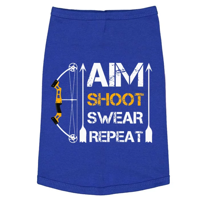 Bow And Arrow Gifts Aim Shoot Swear Repeat Archery Doggie Tank