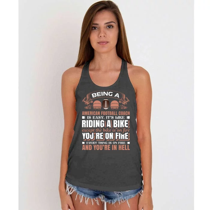 Being A American Football Coach Is Easy It's Like Riding A Bike Women's Knotted Racerback Tank