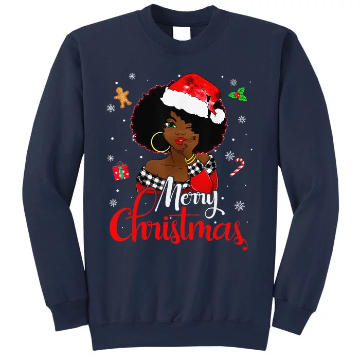 Black African American Melanin Christmas Santa Hat Xmas Sweatshirt