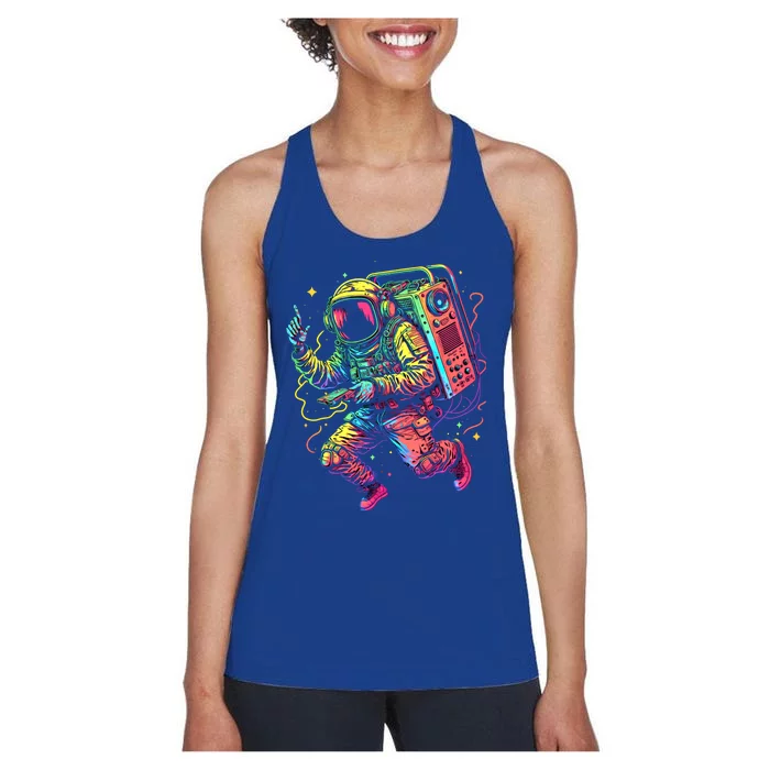 Boombox Astronaut And Teens Graphic Cute Gift Women's Racerback Tank