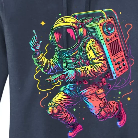 Boombox Astronaut And Teens Graphic Cute Gift Women's Pullover Hoodie