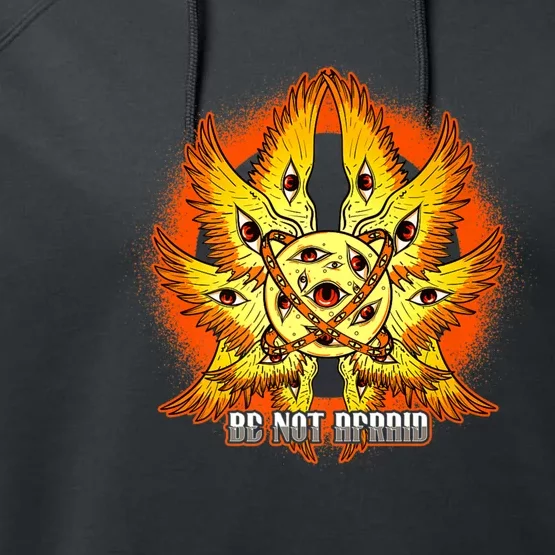 Biblically Accurate Angel Meme Ophanim Be Not Afraid Premium Performance Fleece Hoodie