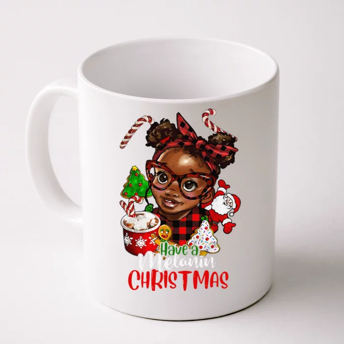 Black African American Melanin Christmas Front & Back Coffee Mug