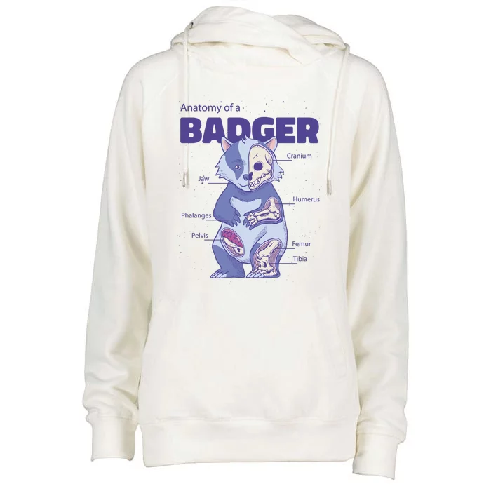 Badger Animal Anatomy Womens Funnel Neck Pullover Hood