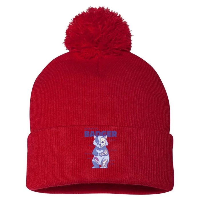 Badger Animal Anatomy Pom Pom 12in Knit Beanie