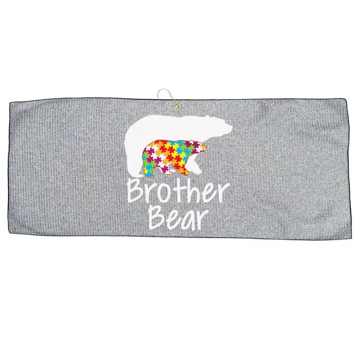 Brother Autism Awareness Bear Rainbow Puzzle Ribbon Day Large Microfiber Waffle Golf Towel