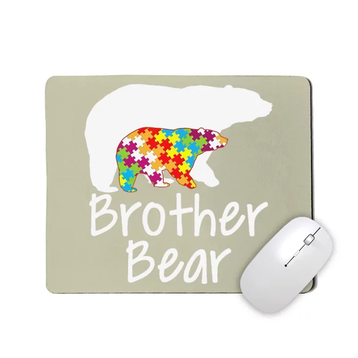 Brother Autism Awareness Bear Rainbow Puzzle Ribbon Day Mousepad