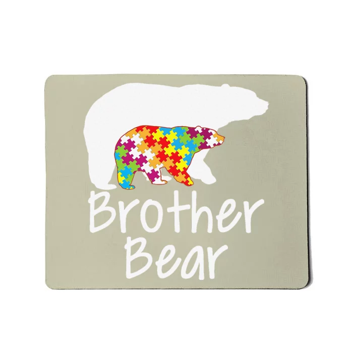 Brother Autism Awareness Bear Rainbow Puzzle Ribbon Day Mousepad