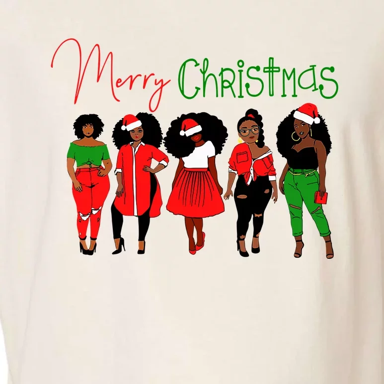 Black African American Santa Christmas Melanin Wo Garment-Dyed Women's Muscle Tee