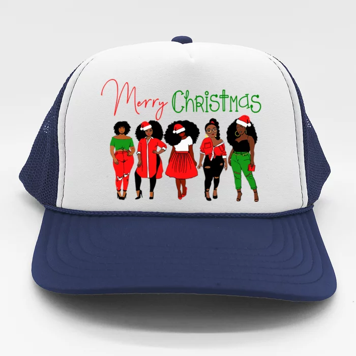 Black African American Santa Christmas Melanin Wo Trucker Hat