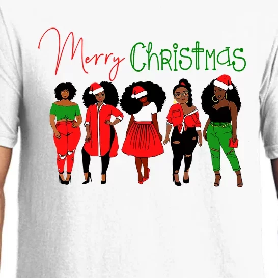 Black African American Santa Christmas Melanin Wo Pajama Set